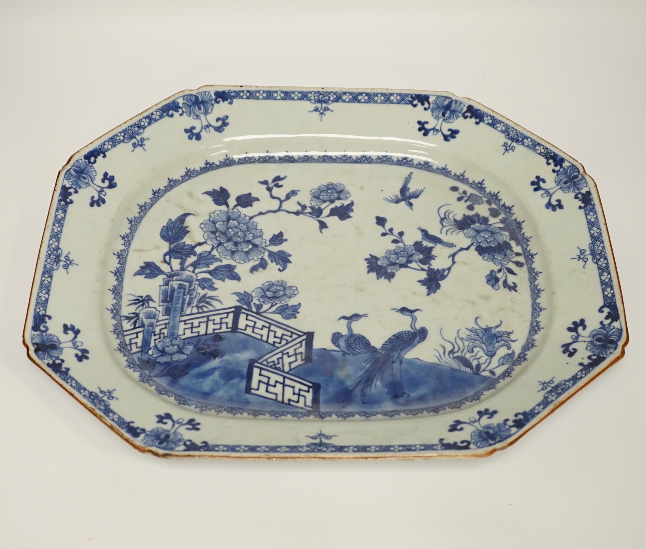 A large Chinese blue and white meat dish, Qianlong period, 43cm